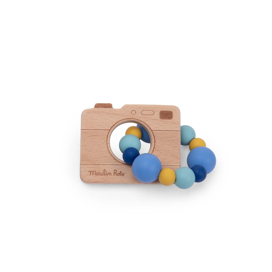 Inel dentiţie - Inel pentru dentiţie, din lemn și silicon, Cameră, 0+ ani | Moulin Roty - 1