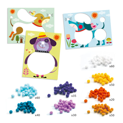 Jocuri şi jucării creative - Joc creativ Căţeluşi cu biluţe pompons, 3 - 6 ani | Djeco - 3