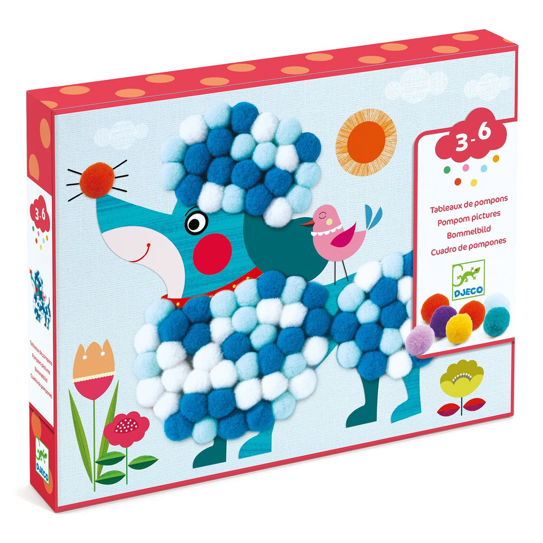Jocuri şi jucării creative - Joc creativ Căţeluşi cu biluţe pompons, 3 - 6 ani | Djeco - 1