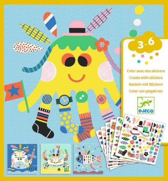 Jucarii creative - Joc creativ colaje Animale marine, 3 - 6 ani | Djeco - 1