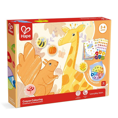 Hape - Joc creativ – Creioane cerate și activități de colorat, 18 piese, 2+ ani | Hape-1