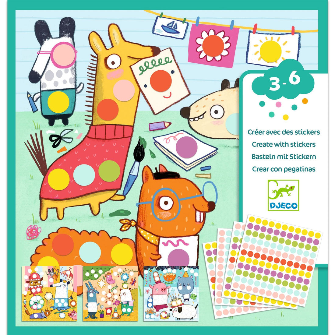 Jocuri şi jucării creative - Joc creativ cu autocolante - Buline colorate, 3 - 6 ani | Djeco - 1