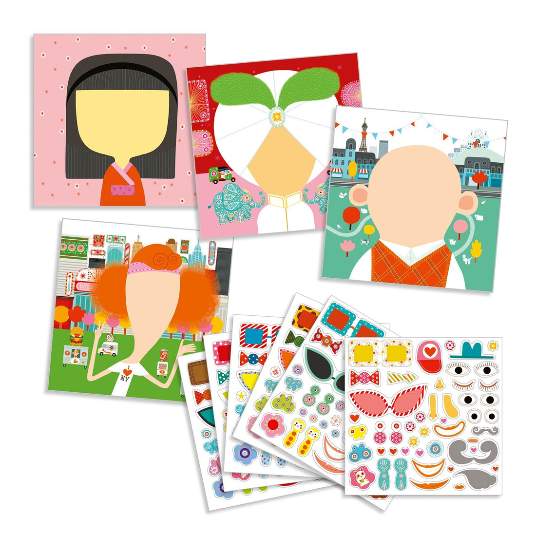 Jocuri şi jucării creative - Joc creativ cu autocolante - Portrete, 3 - 6 ani | Djeco - 2