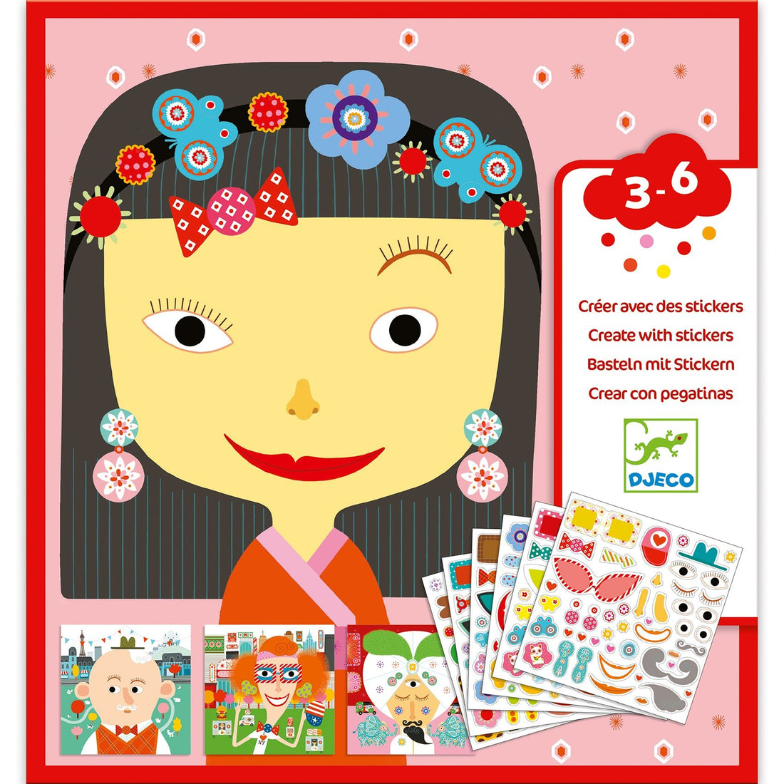 Jocuri şi jucării creative - Joc creativ cu autocolante - Portrete, 3 - 6 ani | Djeco - 1