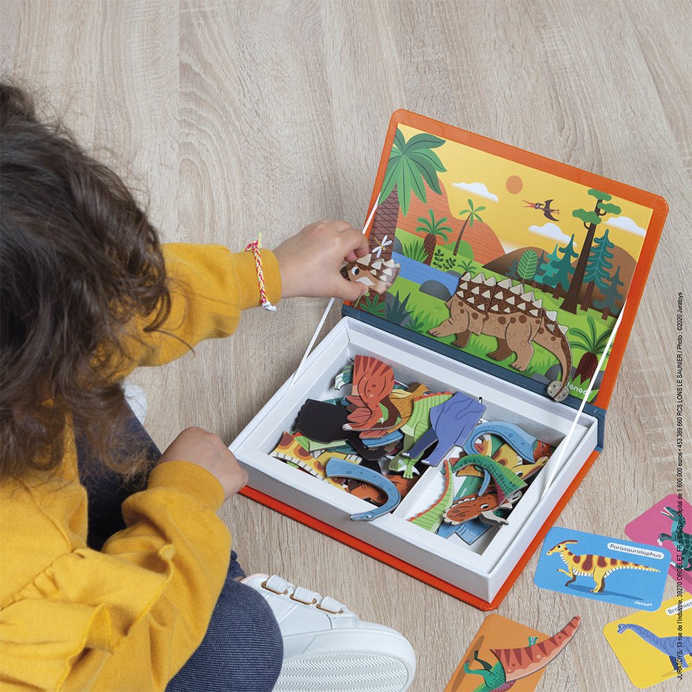 Jocuri şi jucării creative - Joc creativ cu magneți Magneti’book - Dinozauri, 3+ani | Janod - 2