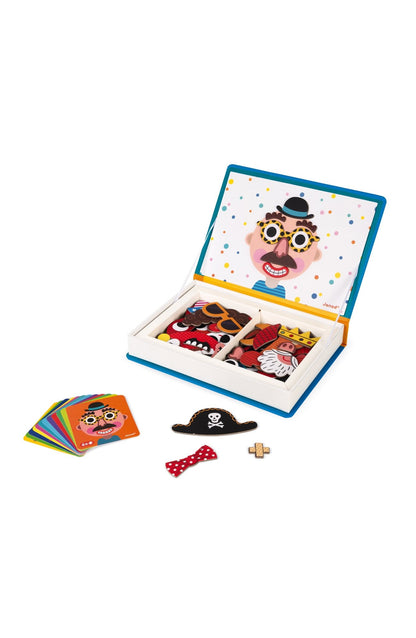 Jocuri şi jucării creative - Joc creativ cu magneți Magneti’book - Fețe comice - Băieţi, 3+ani | Janod - 1