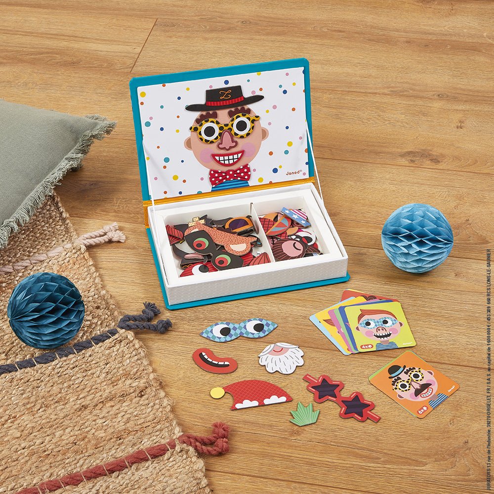 Jocuri şi jucării creative - Joc creativ cu magneți Magneti’book - Fețe comice - Băieţi, 3+ani | Janod - 7