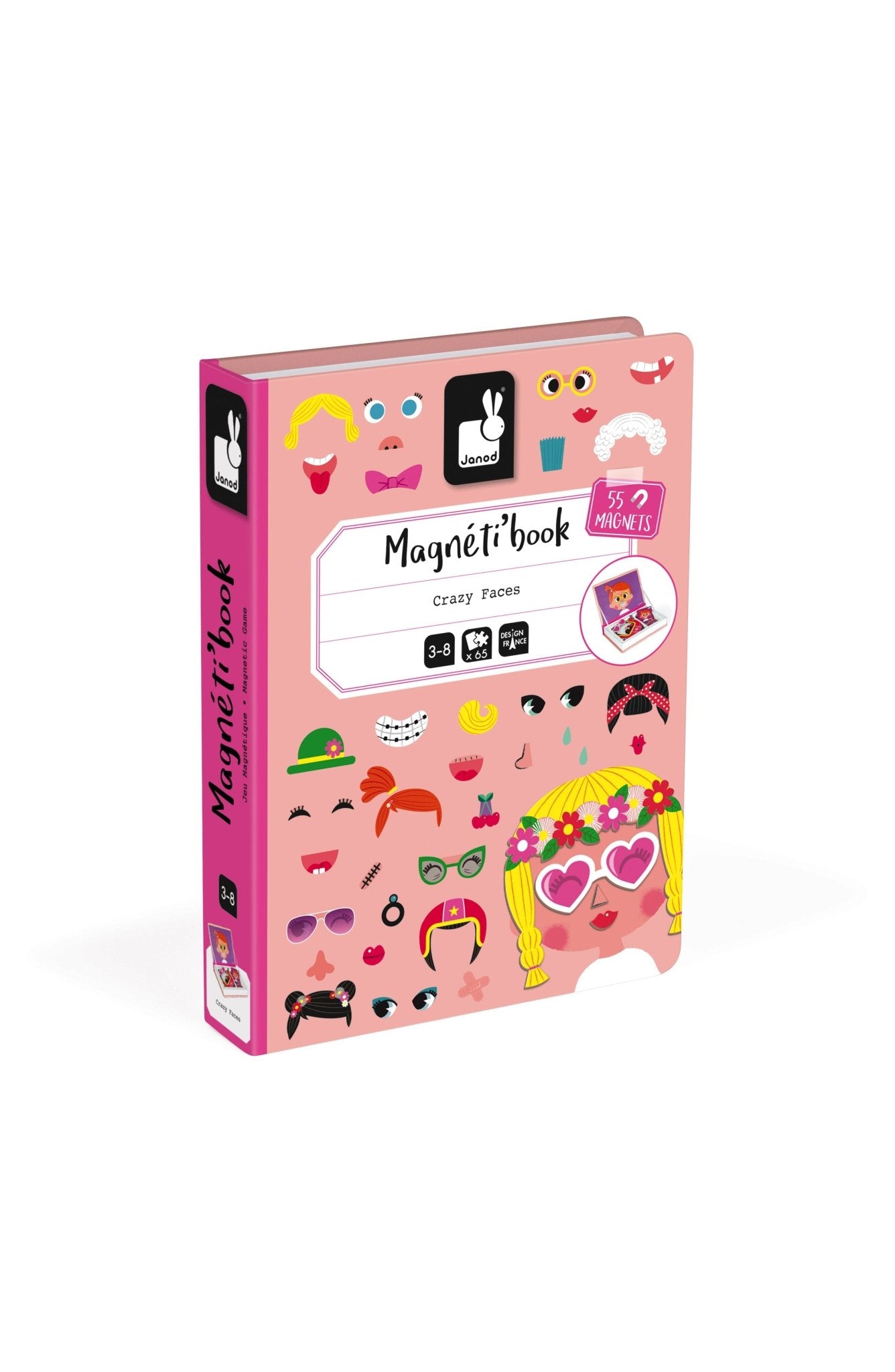 Jocuri şi jucării creative - Joc creativ cu magneți Magneti’book - Fețe comice - Fete, 3+ani | Janod - 1
