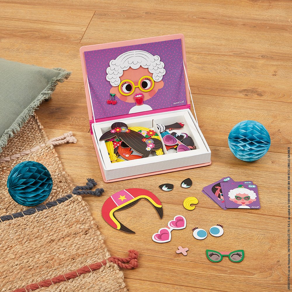 Jocuri şi jucării creative - Joc creativ cu magneți Magneti’book - Fețe comice - Fete, 3+ani | Janod - 8
