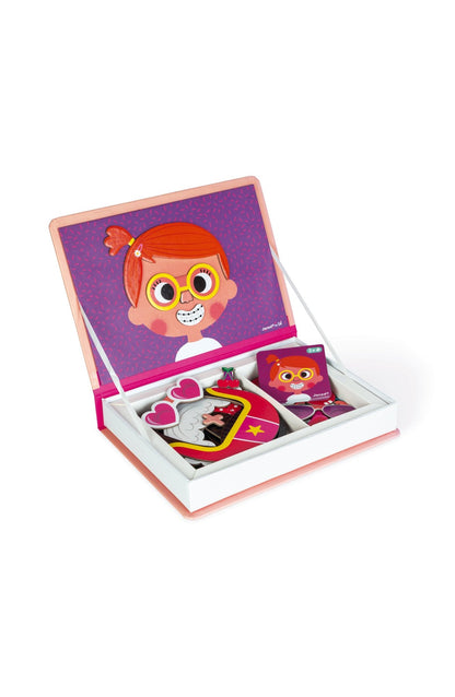 Jocuri şi jucării creative - Joc creativ cu magneți Magneti’book - Fețe comice - Fete, 3+ani | Janod - 2