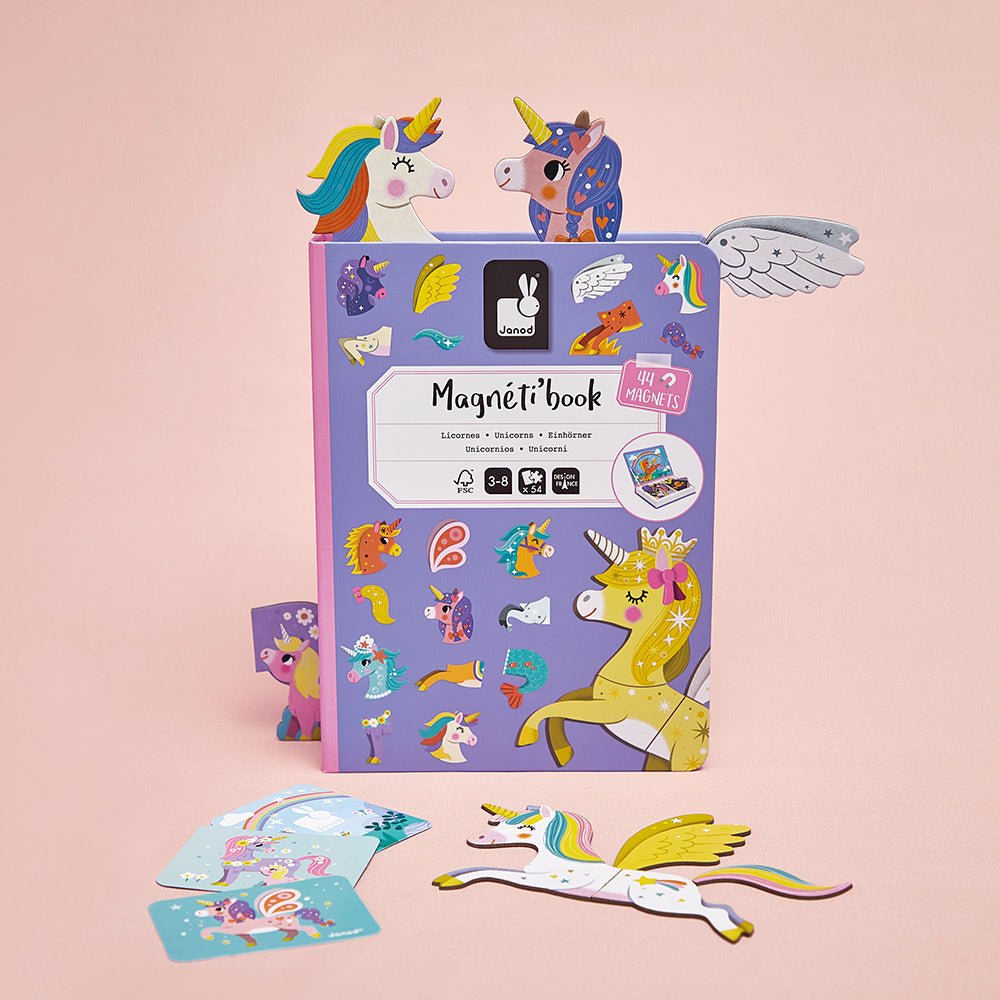 Jocuri şi jucării creative - Joc creativ cu magneți Magneti’book - Unicorni, 3+ani | Janod - 1