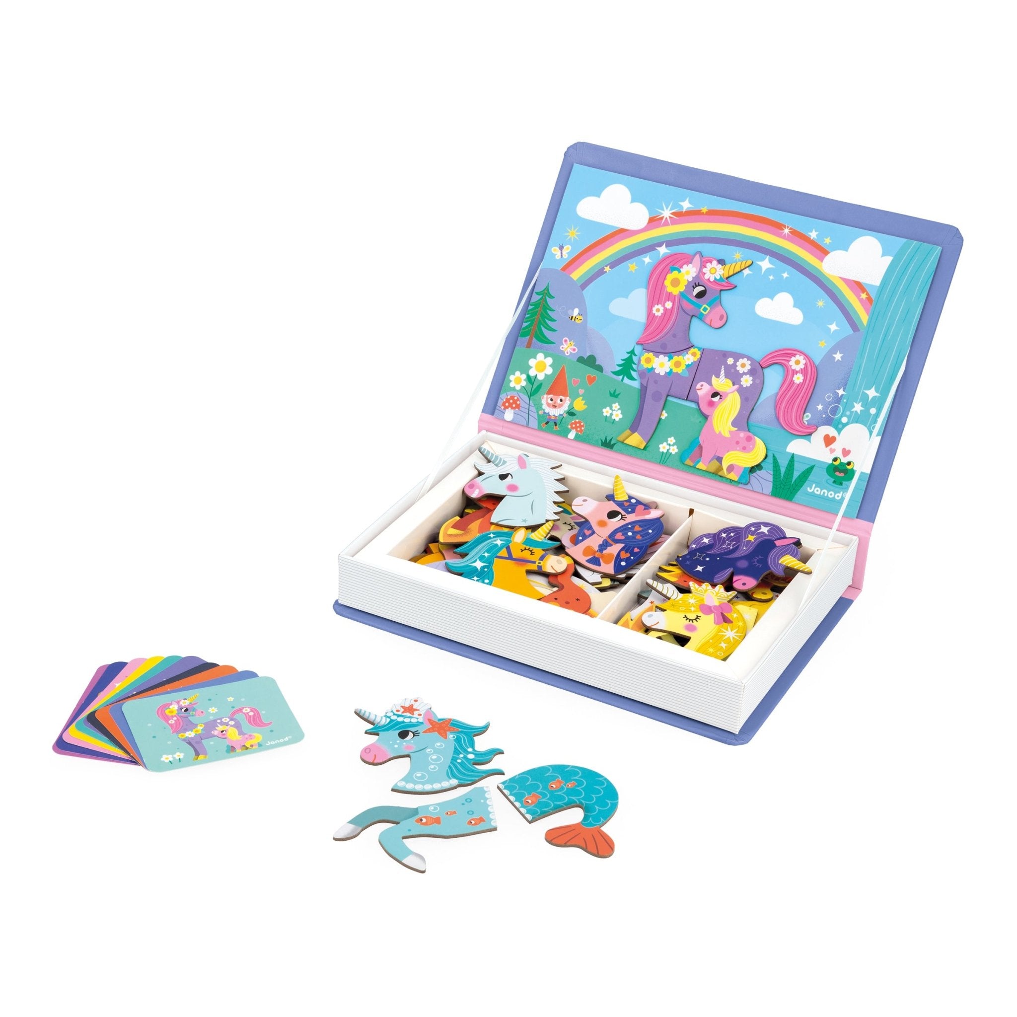 Jocuri şi jucării creative - Joc creativ cu magneți Magneti’book - Unicorni, 3+ani | Janod - 3