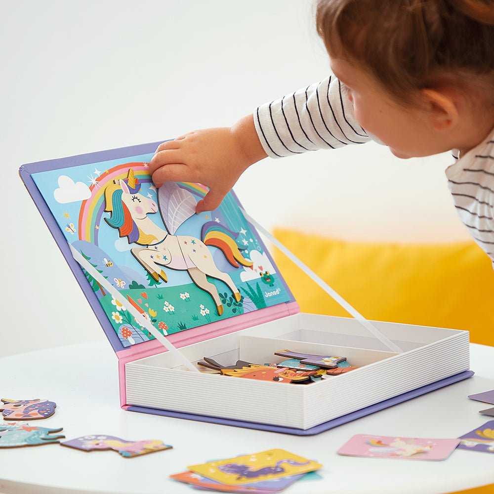 Jocuri şi jucării creative - Joc creativ cu magneți Magneti’book - Unicorni, 3+ani | Janod - 2