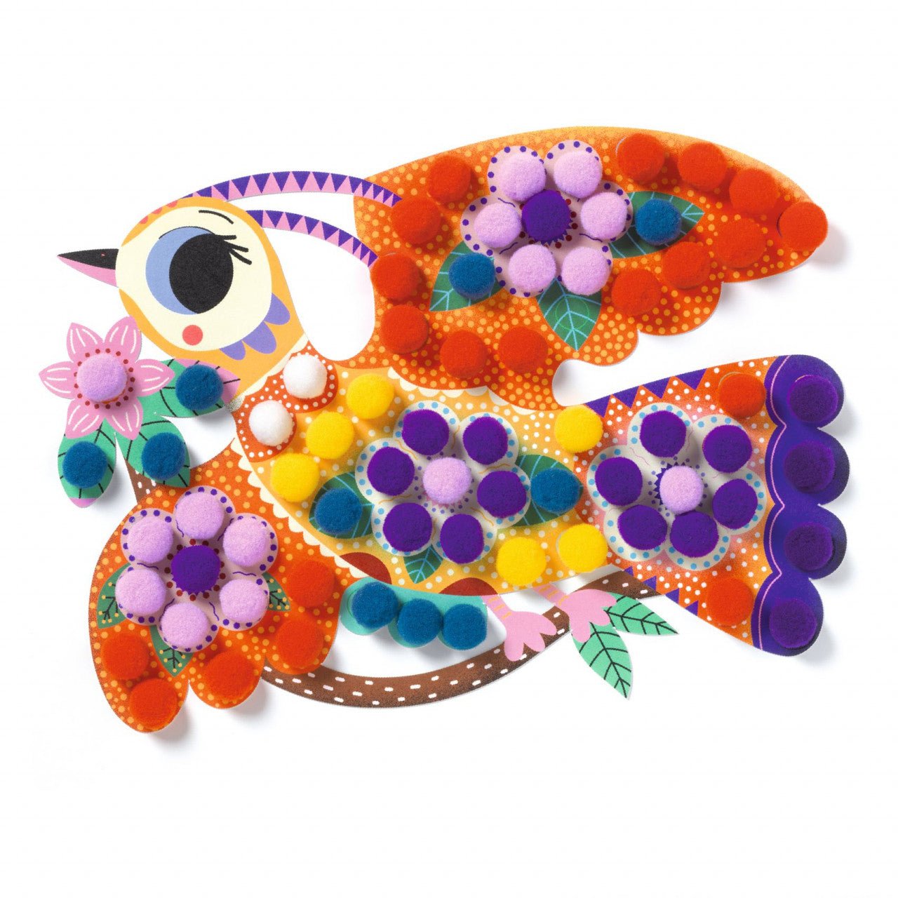 Joc educativ - Joc creativ Pasari cu bilute pompons, 3 - 6 ani | Djeco - 3