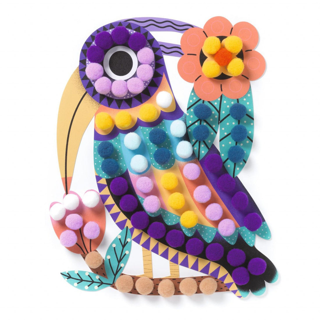 Joc educativ - Joc creativ Pasari cu bilute pompons, 3 - 6 ani | Djeco - 2