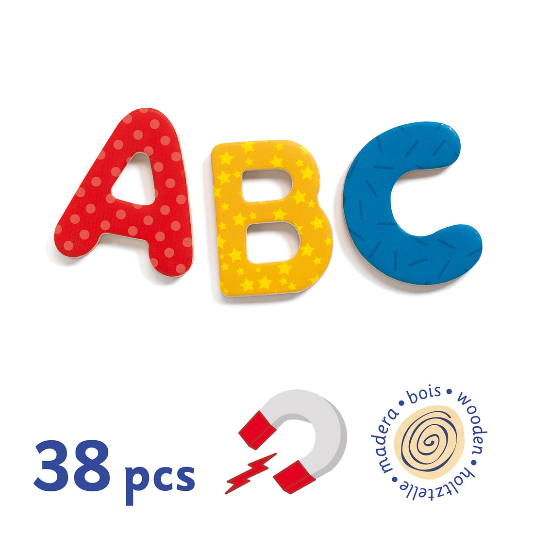 Jocuri şi Jucării educative - Joc cu magneţi 38 Litere colorate din lemn, de tip majuscule, 3+ ani | Djeco - 2