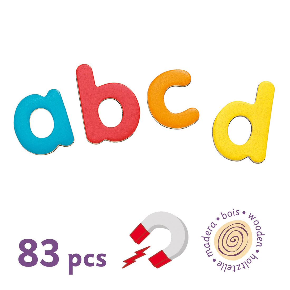 Jocuri şi Jucării educative - Joc cu magneţi - Litere magnetice din lemn de tip minuscule, 83 piese, 4+ ani | Djeco - 2