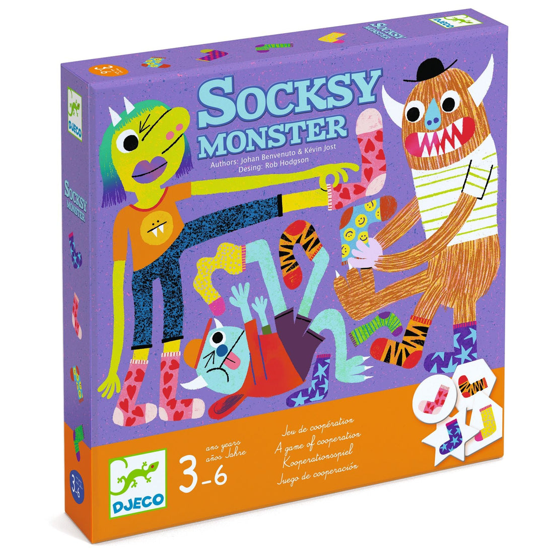 Jocuri de societate - Joc de cooperare - Socksy Monster, 2 - 4 jucători, 3 - 6 ani | Djeco - 1