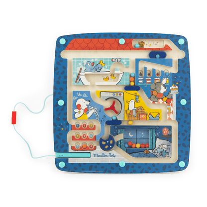 Jocuri şi Jucării de îndemânare - Joc de îndemânare - Labirint magnetic din lemn Puce &amp; Pilou, 18+ luni | Moulin Roty - 1