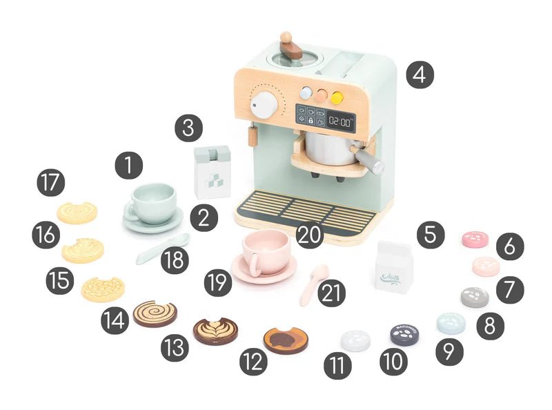 Joc educativ - Joc de rol Aparat de cafea cu accesorii din lemn | UMU Toys - 3