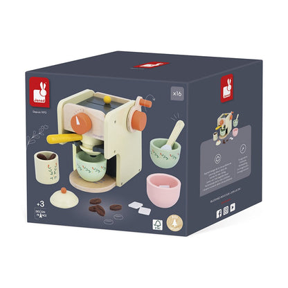 Jocuri şi jucării de rol - Joc de rol Espressor de cafea cu 5 accesorii din lemn - Shiny Grandma, 3+ ani | Janod - 9
