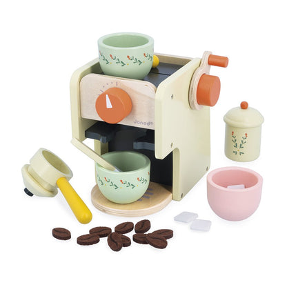 Jocuri şi jucării de rol - Joc de rol Espressor de cafea cu 5 accesorii din lemn - Shiny Grandma, 3+ ani | Janod - 7