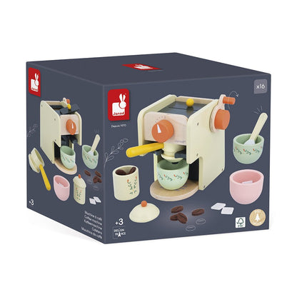 Jocuri şi jucării de rol - Joc de rol Espressor de cafea cu 5 accesorii din lemn - Shiny Grandma, 3+ ani | Janod - 10