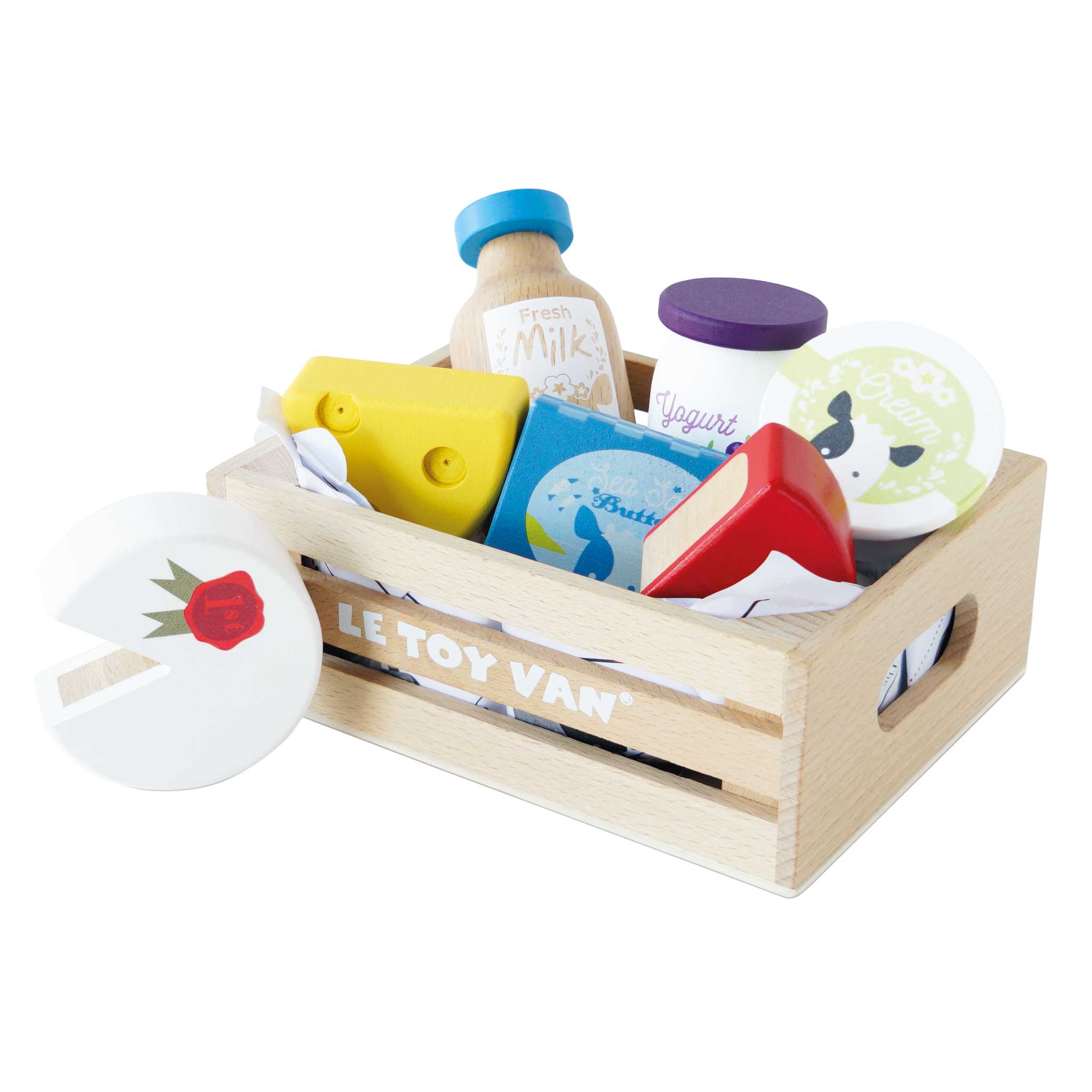 Bucătării şi accesorii pentru copii - Joc de rol Lădiță cu produse lactate, din lemn, 2+ ani | Le Toy Van - 4
