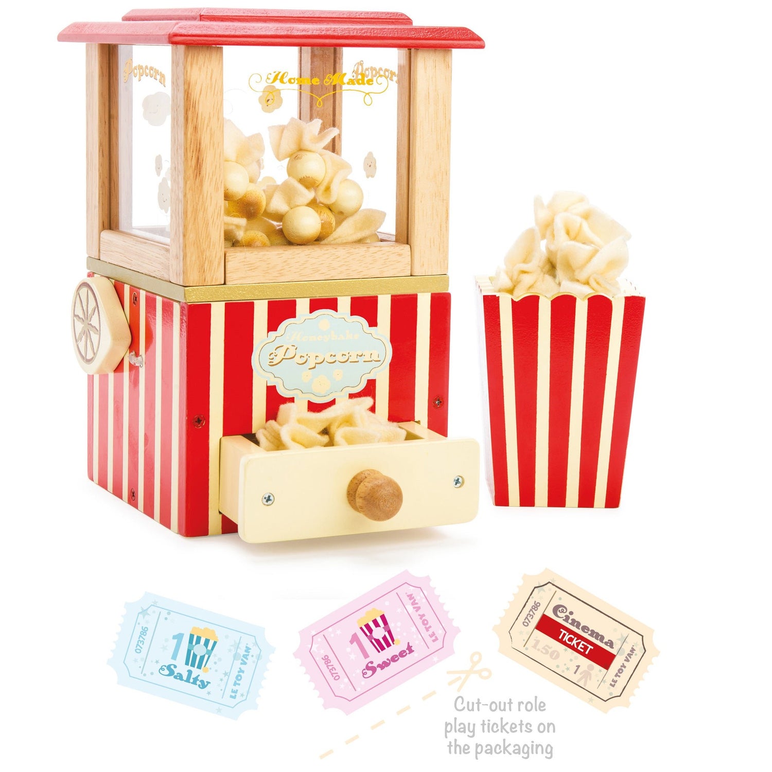 Jocuri şi jucării de rol - Joc de rol Mașină de făcut popcorn, din lemn, 3+ ani | Le Toy Van - 4