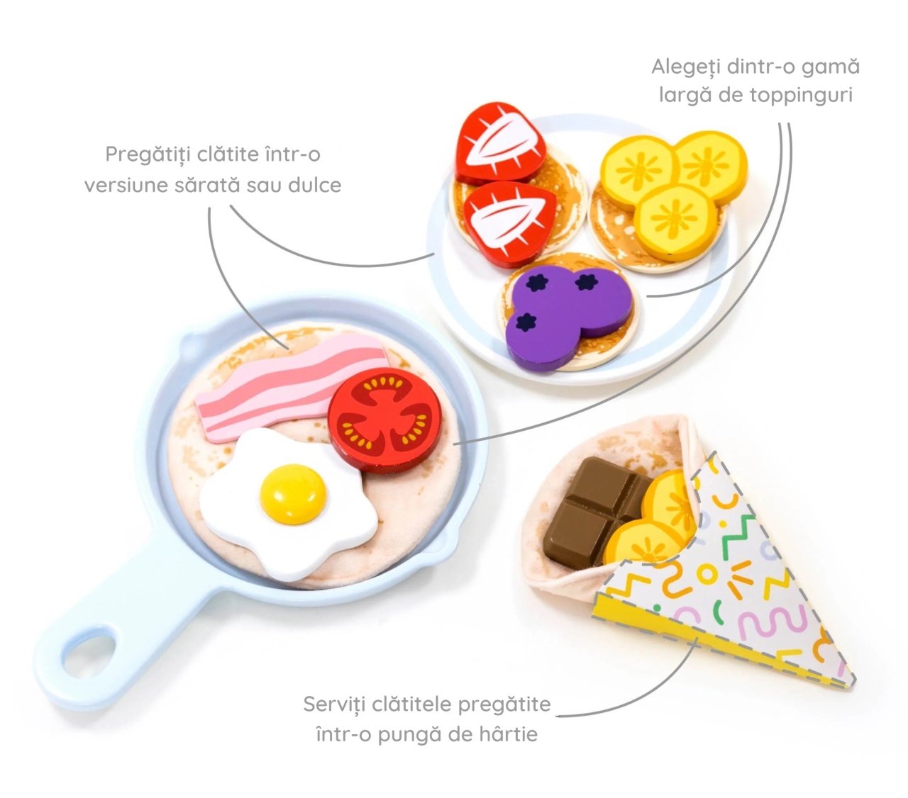Jocuri şi jucării de rol - Joc de rol Set de preparat clătite, 40 piese, 3+ ani | UMU Toys - 4