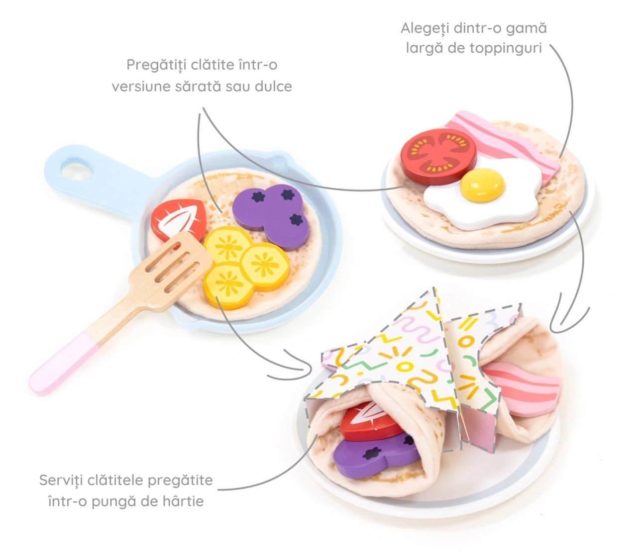 Jocuri şi jucării de rol - Joc de rol Set de preparat clătite, 40 piese, 3+ ani | UMU Toys - 3