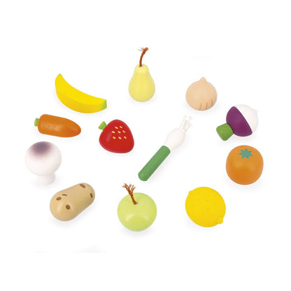 Bucătării şi accesorii pentru copii - Joc de rol Set fructe și legume din lemn - Shiny Grandma, 3+ ani | Janod - 2