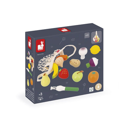 Bucătării şi accesorii pentru copii - Joc de rol Set fructe și legume din lemn - Shiny Grandma, 3+ ani | Janod - 6