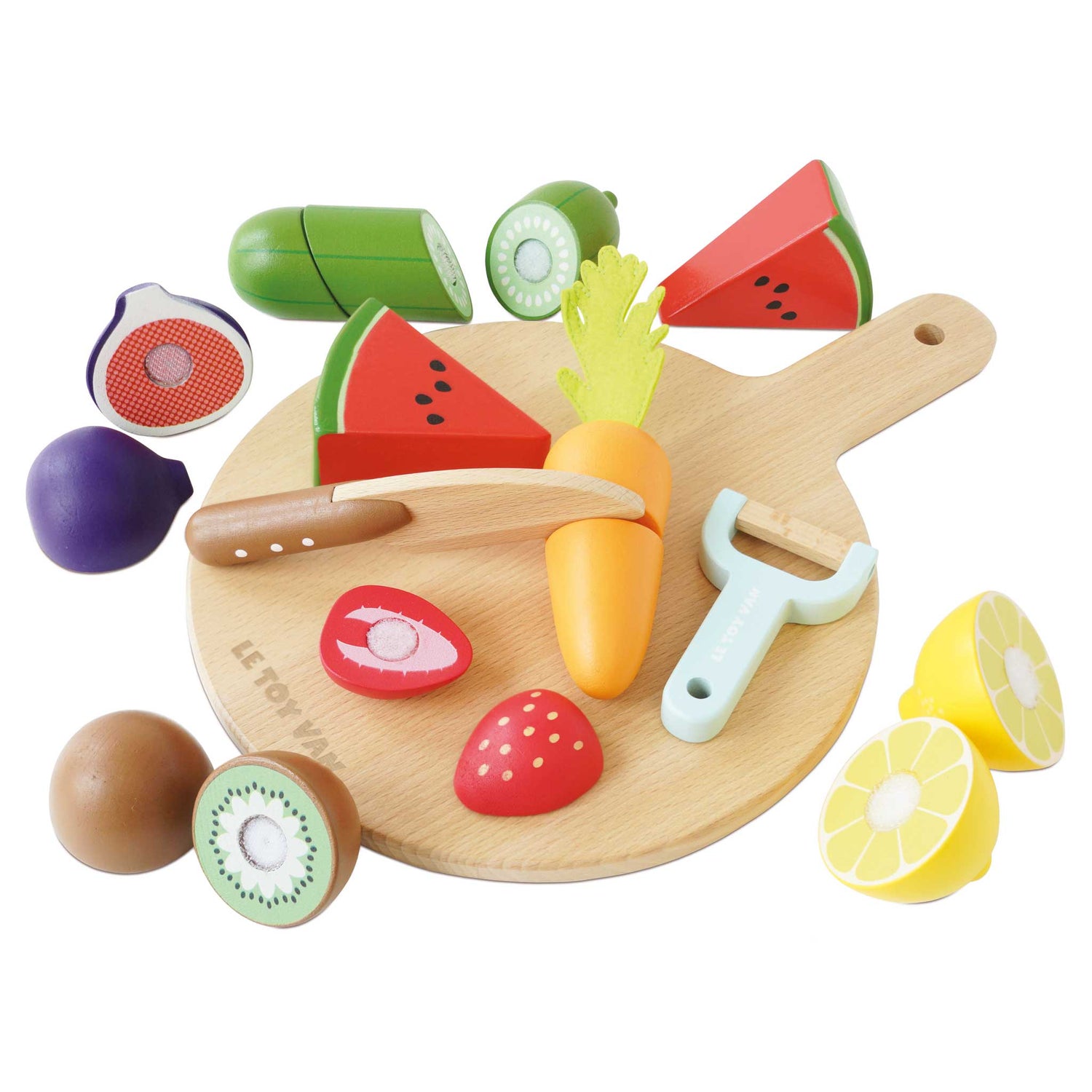 Bucătării şi accesorii pentru copii - Joc de rol Set legume din lemn pentru feliat, 18 piese, 2+ ani | Le Toy Van - 6