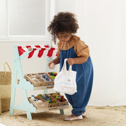 Jocuri şi jucării de rol - Joc de rol Stand de magazin cu 1 lădiţă, din lemn, 3+ ani | Le Toy Van - 3