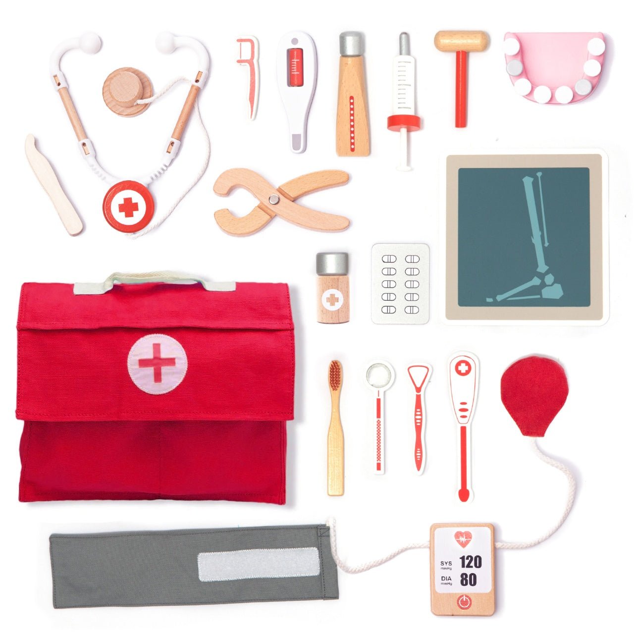 Joc educativ - Joc de rol Trusă de doctor roşie pentru copii | UMU Toys - 1