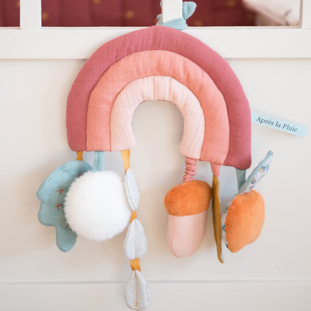 Jucării senzoriale - Jucărie de agăţat cu activități – Curcubeu Après la pluie, 0+ ani | Moulin Roty - 3
