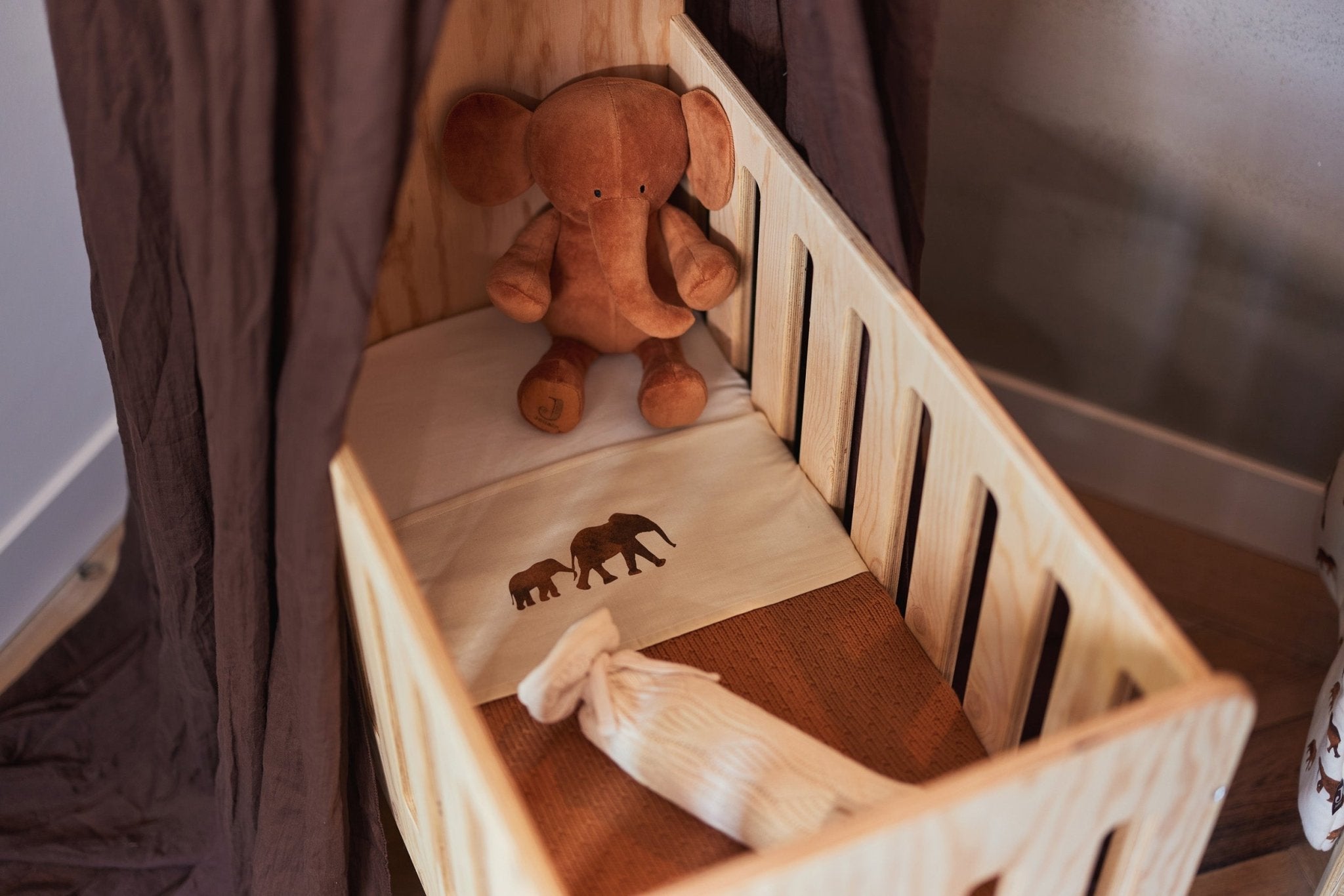Jucarii de plus - Jucărie de pluş, Elefant, Maro, 36cm, 0+ ani | Jollein - 3