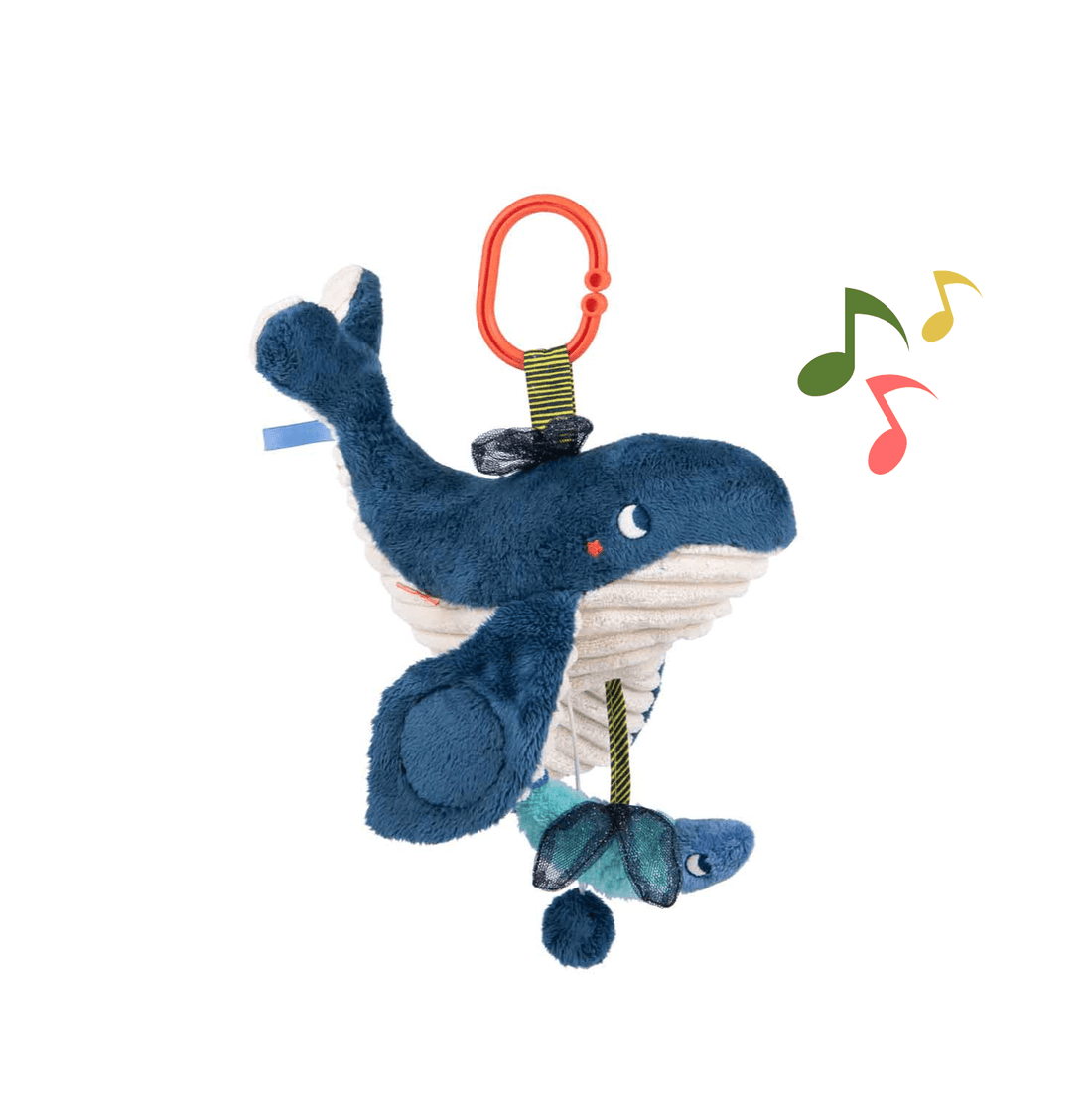 Jucării muzicale - Jucărie muzicală de pluș cu cutie detașabilă - Balenă, 0+ ani | Moulin Roty - 1