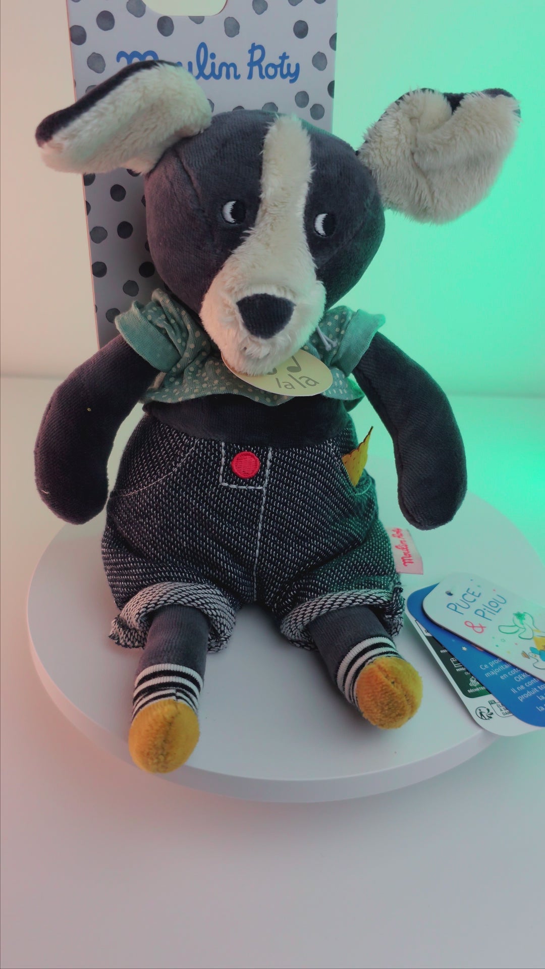 Jucărie muzicală de pluş cu cutie detașabilă - Căţeluşul Puce, 0+ ani | Moulin Roty