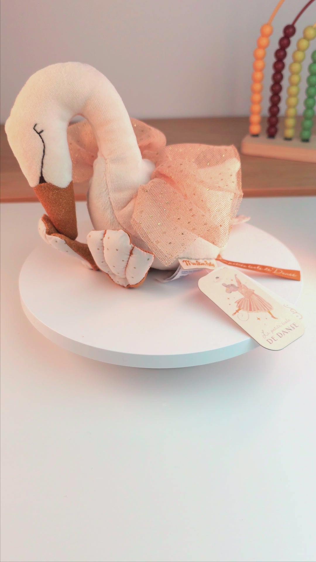 Jucărie muzicală de pluș cu cutie detașabilă - Lebădă, 0+ ani | Moulin Roty