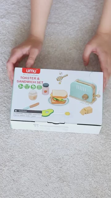 Joc de rol Toaster şi accesorii din lemn, 3+ ani | UMU Toys