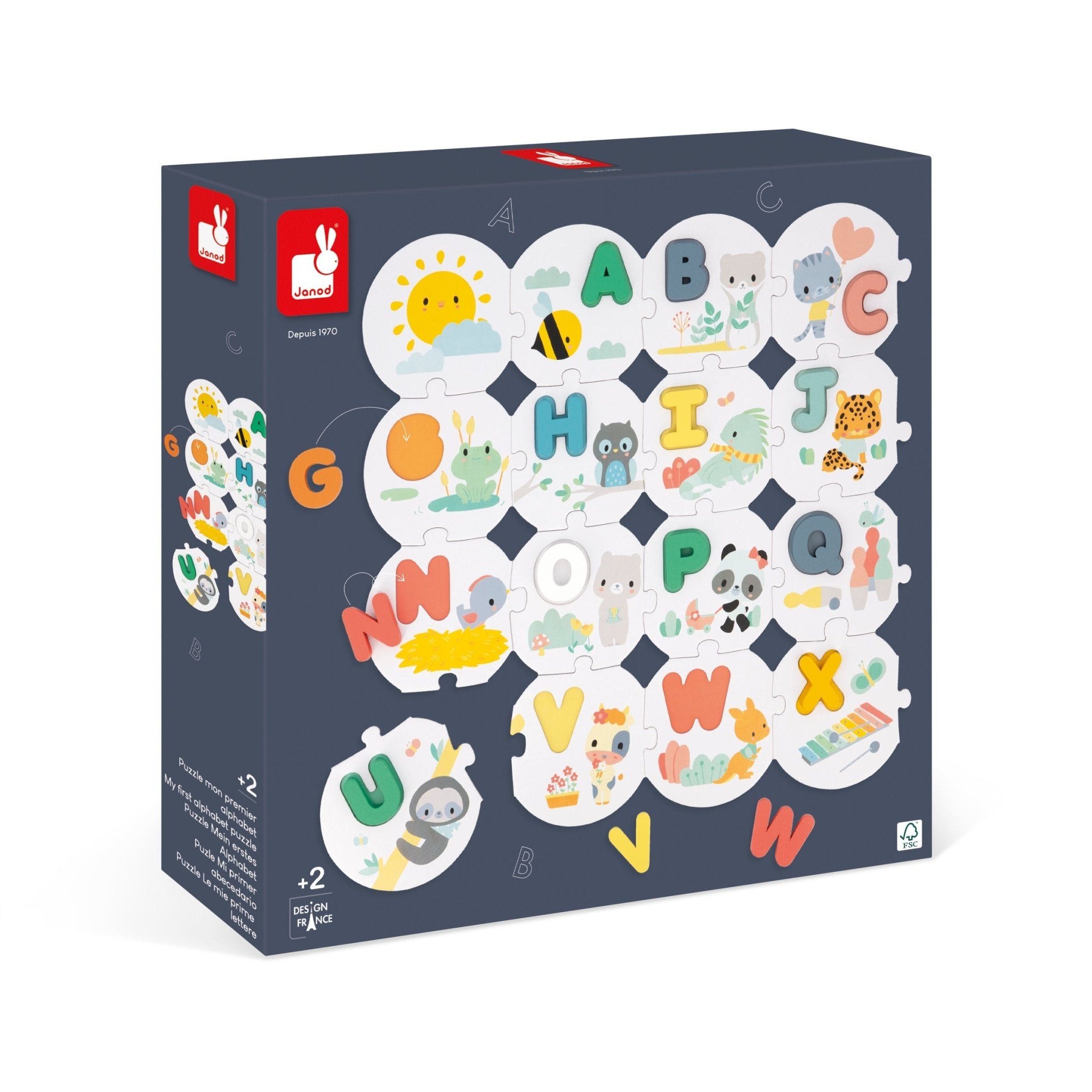 Puzzle - uri - Puzzle alfabet, cu litere din lemn, 2+ ani | Janod - 8