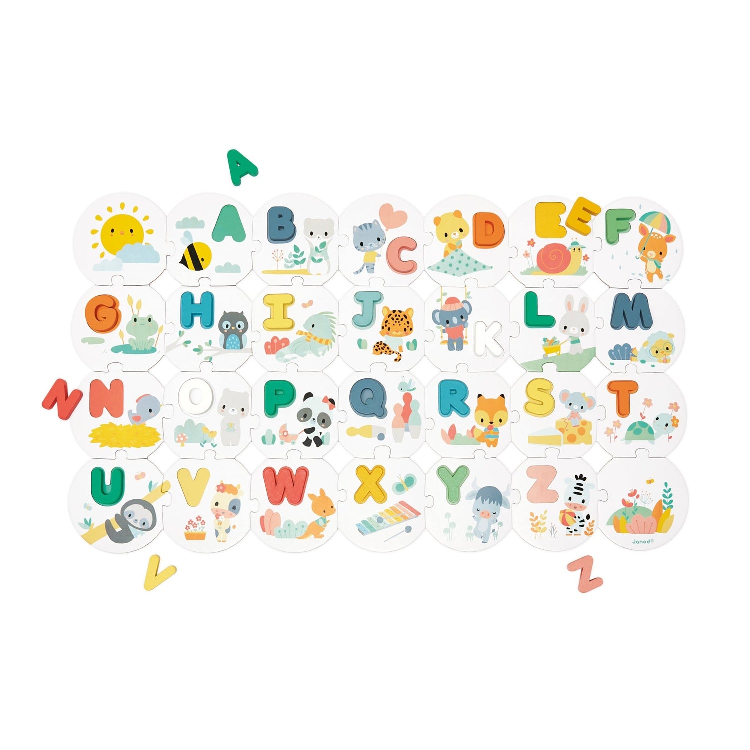 Puzzle - uri - Puzzle alfabet, cu litere din lemn, 2+ ani | Janod - 2