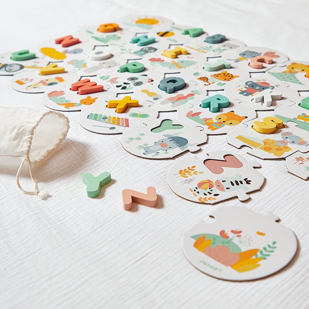 Puzzle - uri - Puzzle alfabet, cu litere din lemn, 2+ ani | Janod - 1