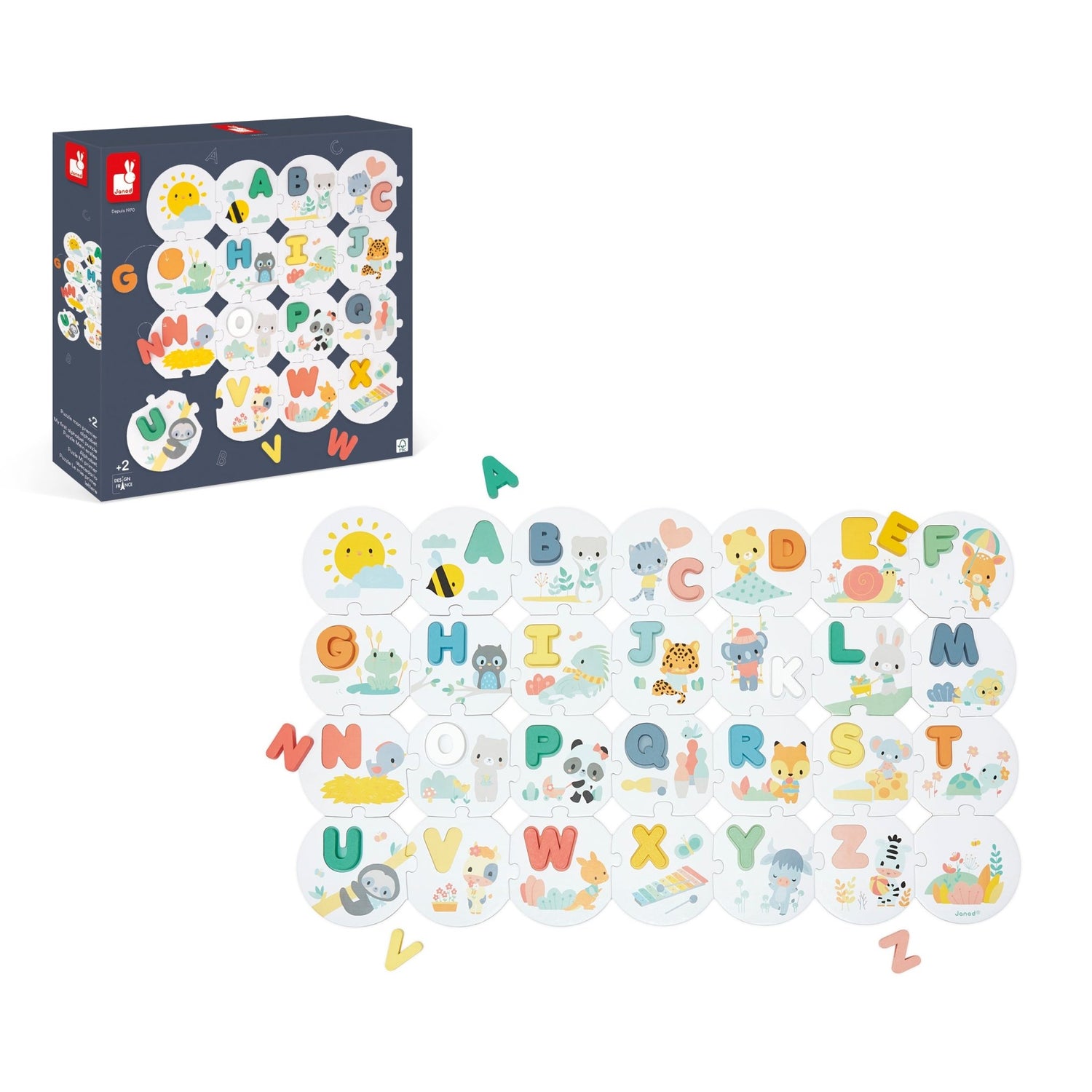 Puzzle - uri - Puzzle alfabet, cu litere din lemn, 2+ ani | Janod - 6