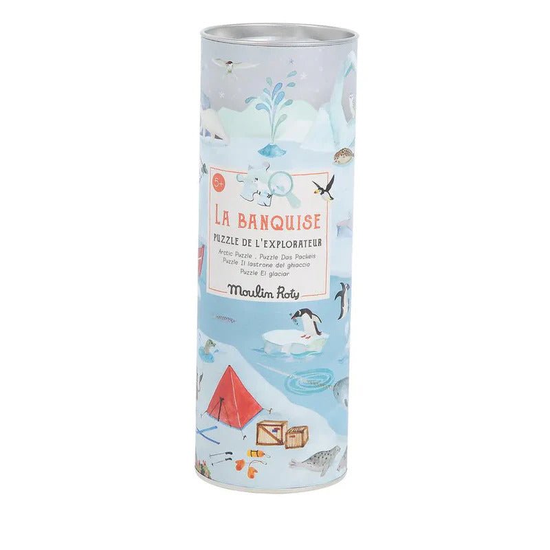 Puzzle - uri - Puzzle cu 96 piese şi lupă inclusă - La banquise, 5+ ani | Moulin Roty - 1