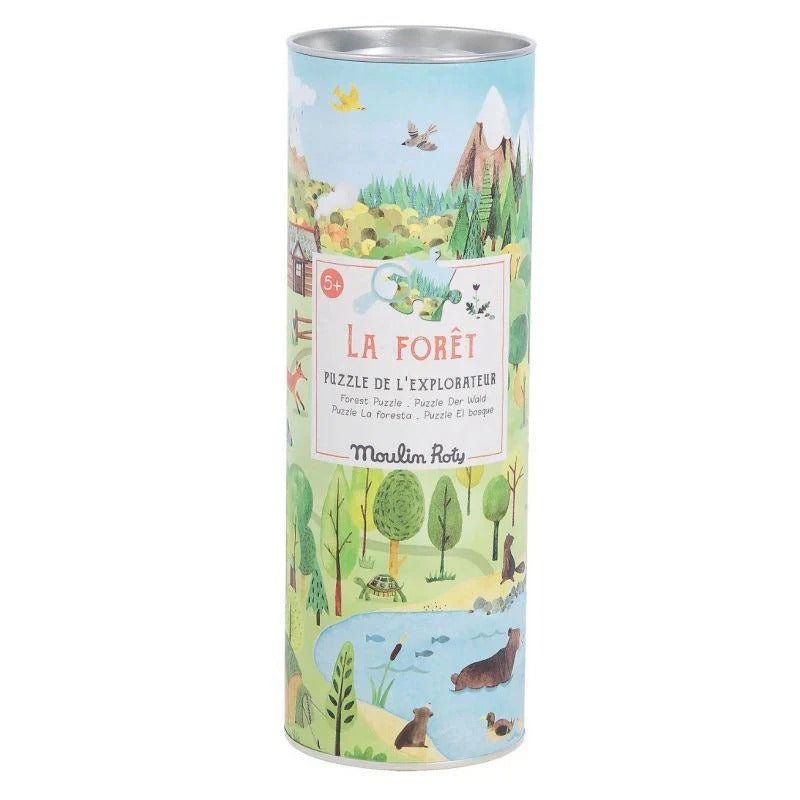 Puzzle - uri - Puzzle cu 96 piese şi lupă inclusă - La Foret, 5+ ani | Moulin Roty - 1