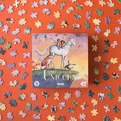 Puzzle cu sclipici pentru copii &quot;Unicornul meu&quot; | Londji - Londji - EmmaSiLuna.ro