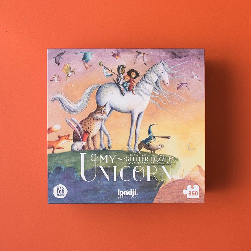 Puzzle cu sclipici pentru copii &quot;Unicornul meu&quot; | Londji - Londji - EmmaSiLuna.ro